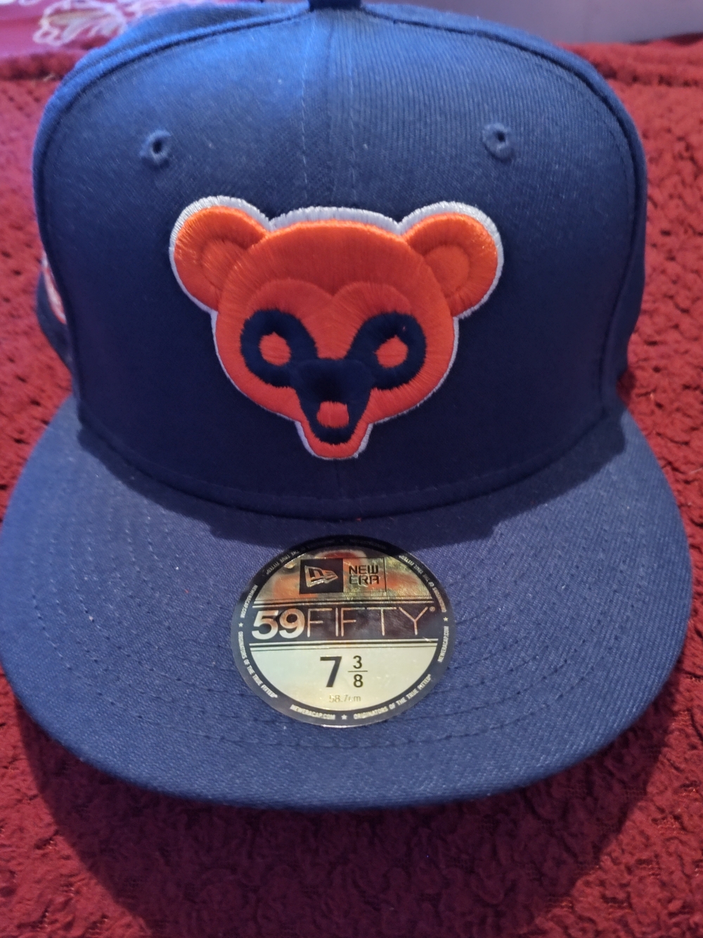 New Era Cubs Navy and Orange Bear Logo Fitted Cap
